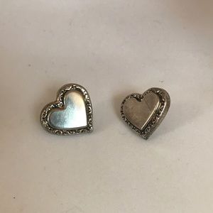 Vintage Silver Heart Stud Earrings